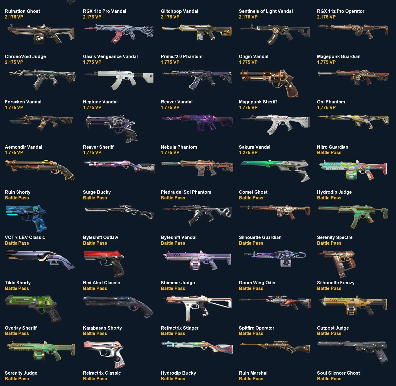 V110 //Kuronami no Yaiba, Champions 2021 Karambit, Arcane Sheriff, Glitchpop Dagger, RGX 11z Pro Blade, Prime 2.0 Karambit, Phaseguard Vandal, Elderflame Operator, 174 Skins, 22 Agents