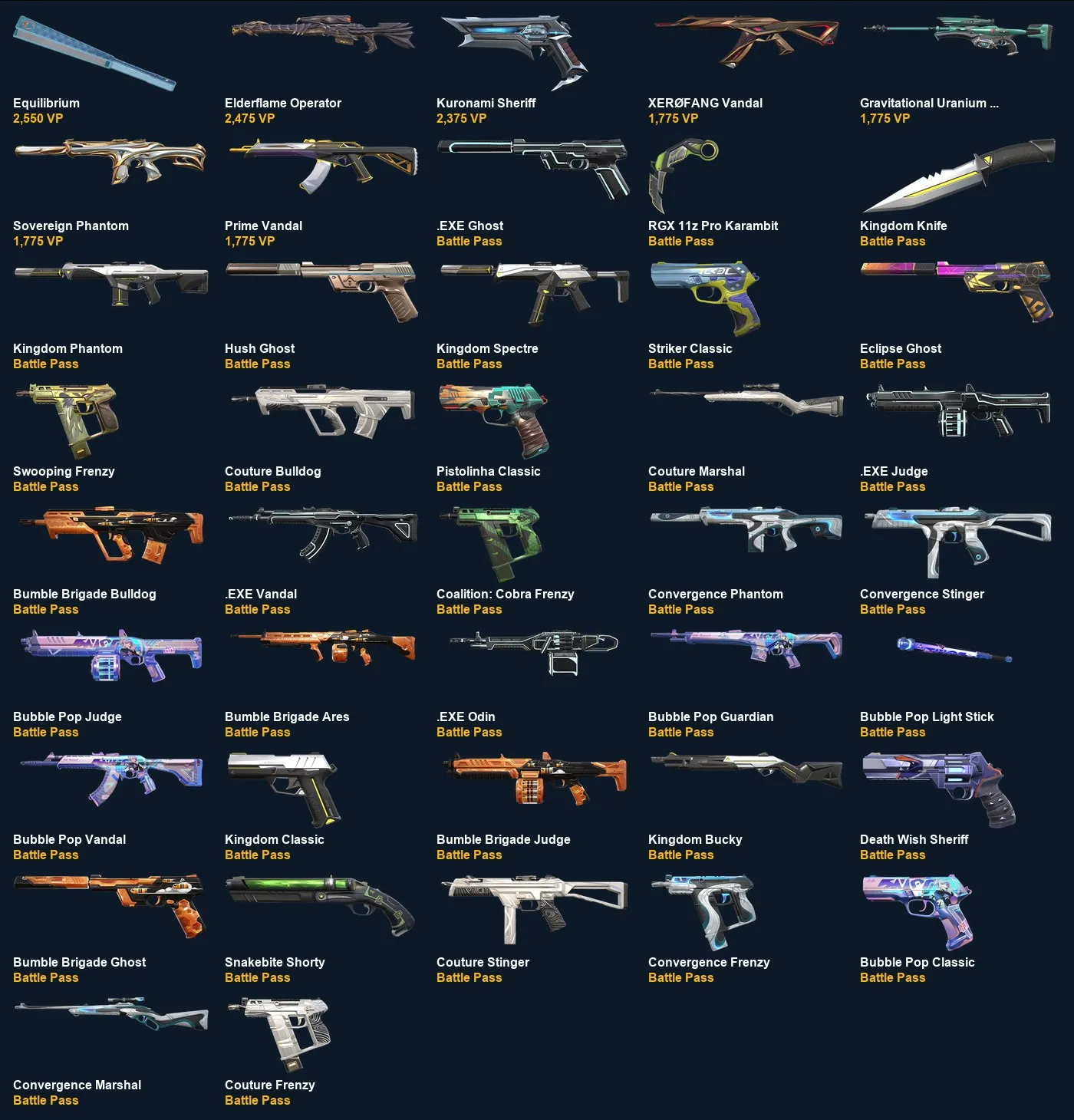 V109 //RGX 11z Pro Karambit, Equilibrium, Kuronami Sheriff, XERØFANG Vandal, Elderflame Operator, Prime Vandal, Sovereign Phantom, 42 Skins, 21 Agents