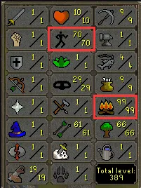 OSRS Account - Ironman Account [ No Email Set ] 70 Agil / 99FM / 600 Crates / Graceful #437600