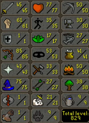 OSRS Account - [ No Email Set - Baby Pure ] [ 829 Total | 86 QP ] Infernal Cape | Dizana's Quiver | Imbued God Cape | DT | Mithril Gloves | Arceuus Spellbook | CB LVL 66 #41961985