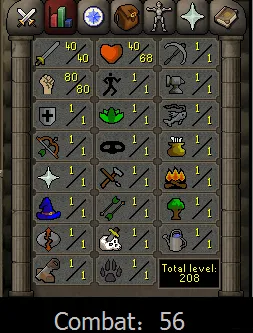OSRS Account - [ No Email Set ] - 40 ATT / 80 STR [ F2P Pure ] #435178