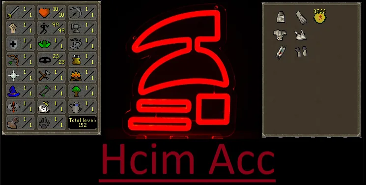 OSRS Account - HCIM Hardcore Iron Account [ No Email Set ] MAX 99 Agility - Graceful - 3833 MOG's #435698