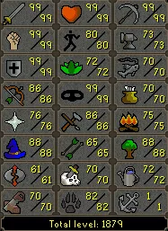 OSRS Account - [ Quest Cape End Game Main ] [ 1879 Total | 322 QP ] 99 ATT | 99 STR | 99 DEF | 99 Thieving | 99 Mining | 86 RANGE | 88 MAGE | Loaded With Untradables | Launch #109842795