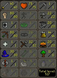 OSRS Account - [ No Email Set ] [ F2p Pure ] 40 ATT | 80 STR| 1 DEF| 80 RAGE | Mithril Gloves | Quested | CB LVL 58 #444858