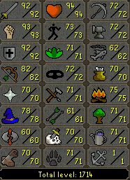 OSRS Account - [ Quest Cape End Game Main ] [ 1714 Total | 328 QP ] 92 ATT | 93 STR | 92 DEF | 82 RANGE | 78 MAGE | Loaded With Untradables | 70 Slayer | 71 Farming | Legacy #109134757
