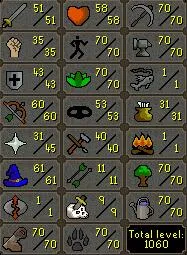 OSRS Account - [ Gauntlet Sote Ready Main | No Email Set ] [ 1060 Total | 41 QP ] 60 RANGE | 61 Mage | SOTE | Base 70's 8 Skills #1767703