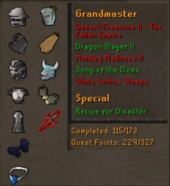 OSRS Account - [ End Game Main ] [ 1772 Total | 229 QP ] 90 ATT | 90 STR | 90 DEF | 99 RANGE | 79 MAGE | 93 Agility | 77 SLAY | Loaded With Untradables | DS2 | SOTE | Legacy #106223367