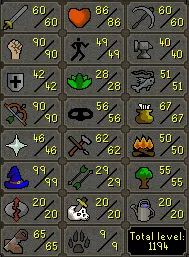 OSRS Account - Zerker Account [ 1194 Total | 178 QP ] 60 ATT L 90 STR L 42 DEF L 90 Ranged L 99 Mage L 1250 Void Points L Fire Cape L Barrows Gloves #459452