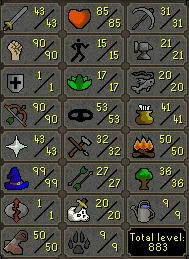 OSRS Account - [ 100% Manual | No Email Set ] 43 ATT | 90 STR | 90 RAN | 99 MAGE | DT | Mithril Gloves | CB LVL 74 #444870