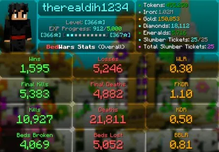 MC50 // MVP+ 366 Star BW, 239 Hypixel Level, Lunar Cosmetics, Glorious Kill Message