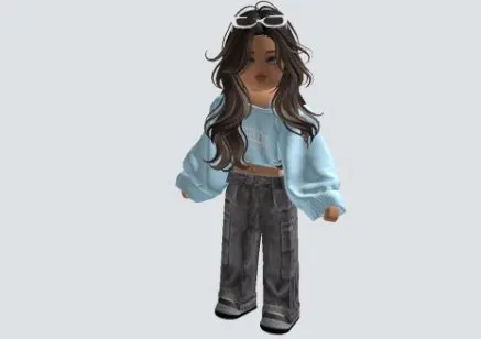 rblx3494 //Women's Donate Account Total 4300R Blue Hoodie Gray Cargo Pants Gray Shoes Picture Avatar