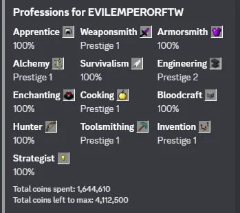 MC44 // MVP+ 250 Network Level #12 Lifetime Hide and Seek Wins UHC Extra Ultimates 10/30 Professions Unlocked