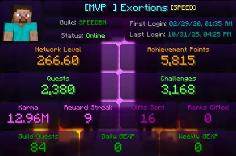 MC41 // MVP+ 266 LVL | 29 Star SkyWars | 191 Star BedWars | Lunar Cosmetics (Valentine White, School Glasses, Pixelated Black, Snowflake Wings)