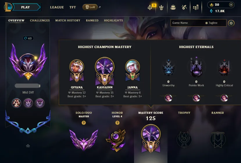S16🔥LVL63 MASTER +440LP Handleveled💎17K BE 57Champs 15Skins⭐Name Changeable✅Lifetime Ownership Guarantee - Never Taken Back