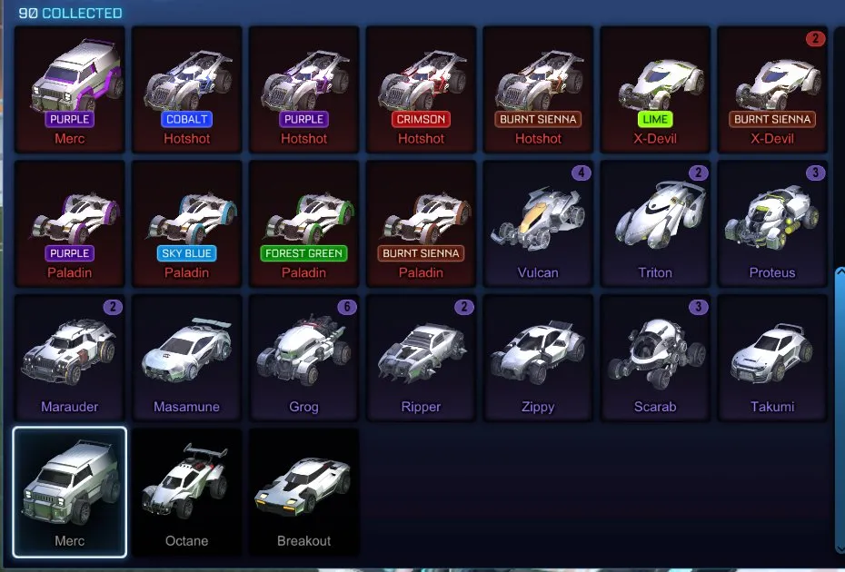 STOCK478 // Fennec, 90 Car Bodies (Titanium White Venom, Lime Merc, Cobalt Hotshot, Sky Blue Paladin), 52 Black Markets (Mainframe, Dissolver, Dueling Dragons), Hypnotik, Draco, Santa Fe, REEVRB, Infinium, Pyrrhos, Heatwave, Trigon, Fire God