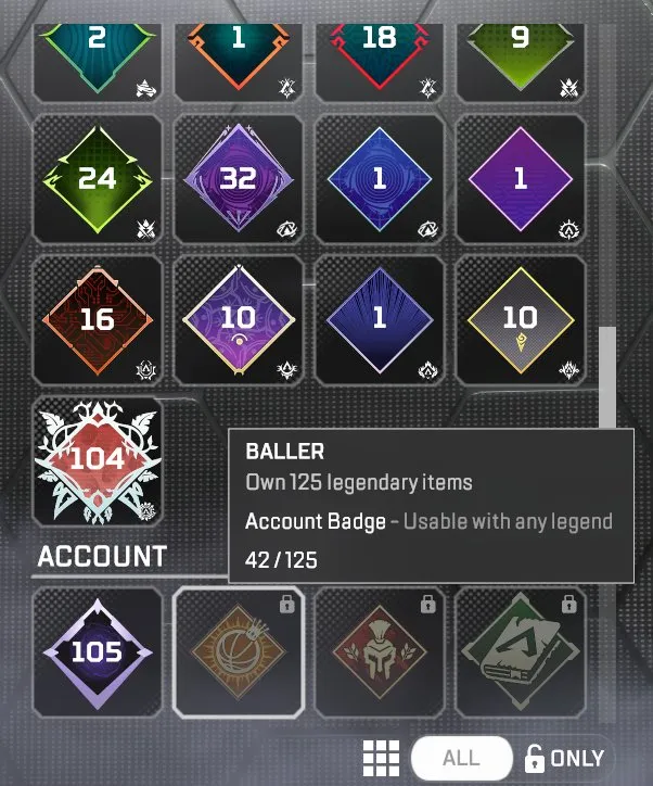 AP651 105 Level Account 42 Legendary Items Bloodhound Heirloom Raven’s Bite Winter Soul Pipe Dream El Tigre Glorious Combatant The Intimidator Desert Mirage Diamond S11