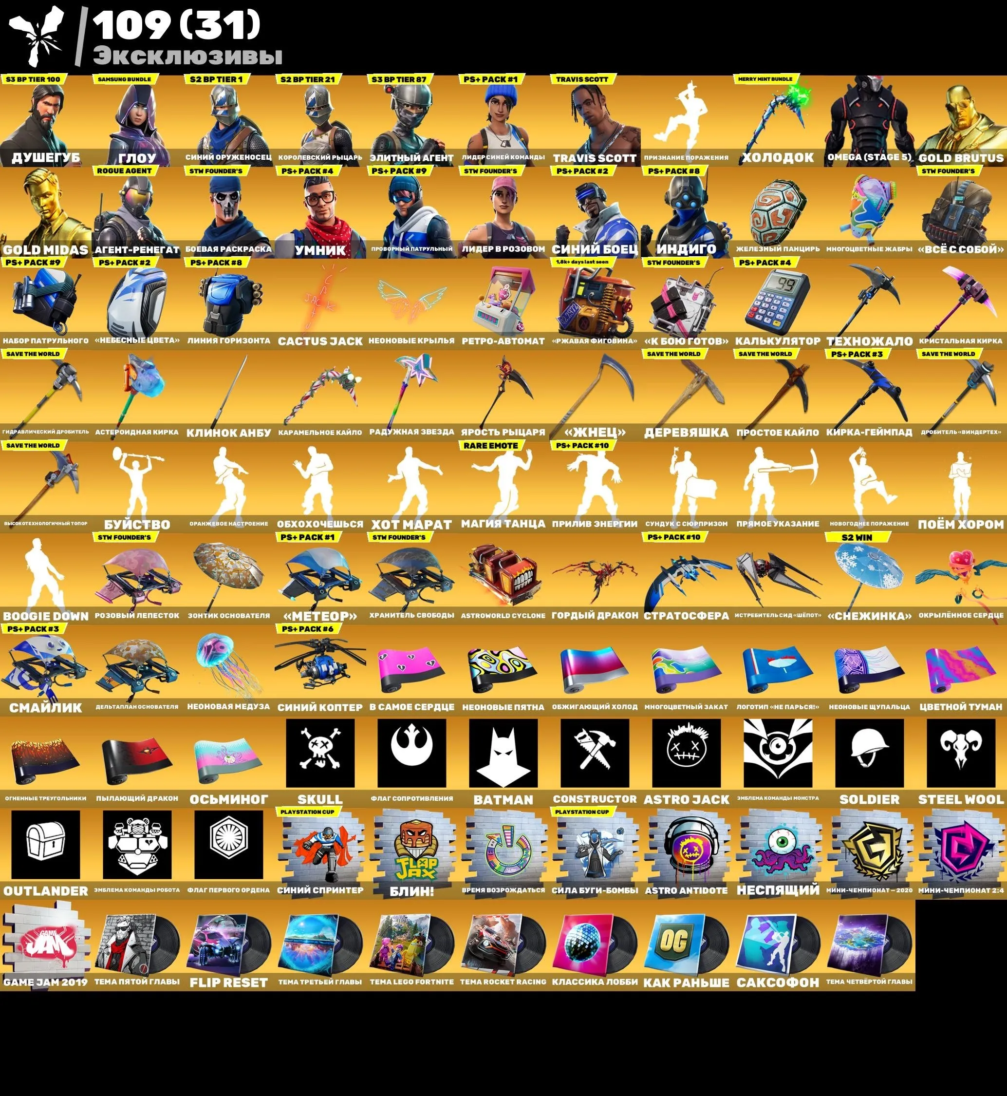 F854 185 Skins: Travis Scott, Gold Midas, Omega, Eternal, Punk Storm, Tribal, Happy Kit, Winter, Balanced, Mask Off, Hoodie, Gold Brutus (G)