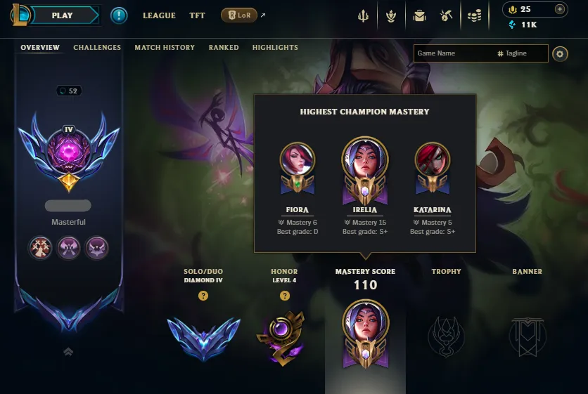 S16🔥LVL52 Diamond 4 Handleveled🚀+30/-10LP Gains💎11K BE 57Champs 9Skins✅Lifetime Ownership Guarantee - Never Taken Back