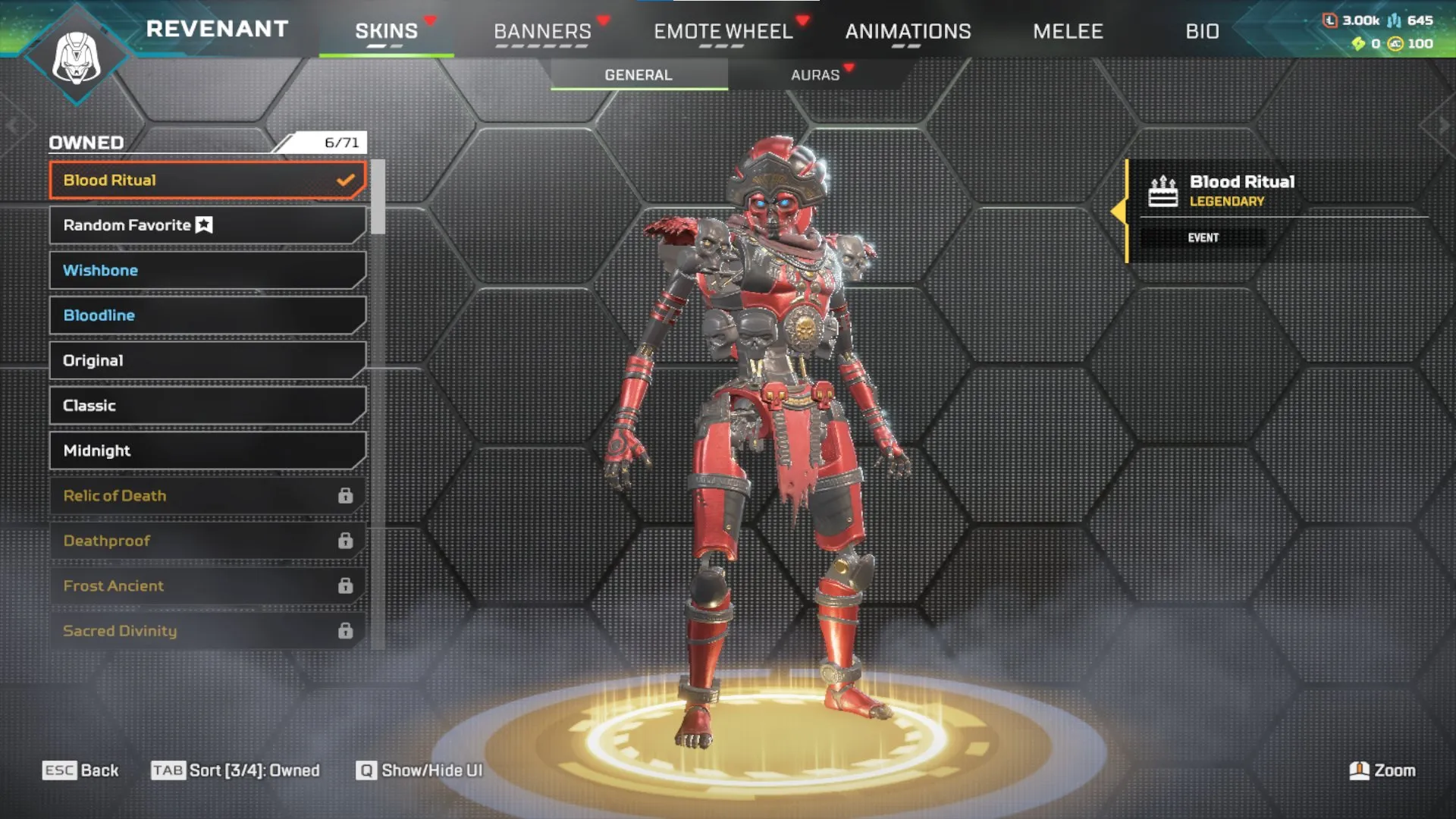 AP644 227 Level, 51 Legendary Items, Skins Like Rule of Law, The Superstar, Speedy Discharge, Pressure Point, Birthright, Hyper Blitz, Golden Guardian, Blood Ritual