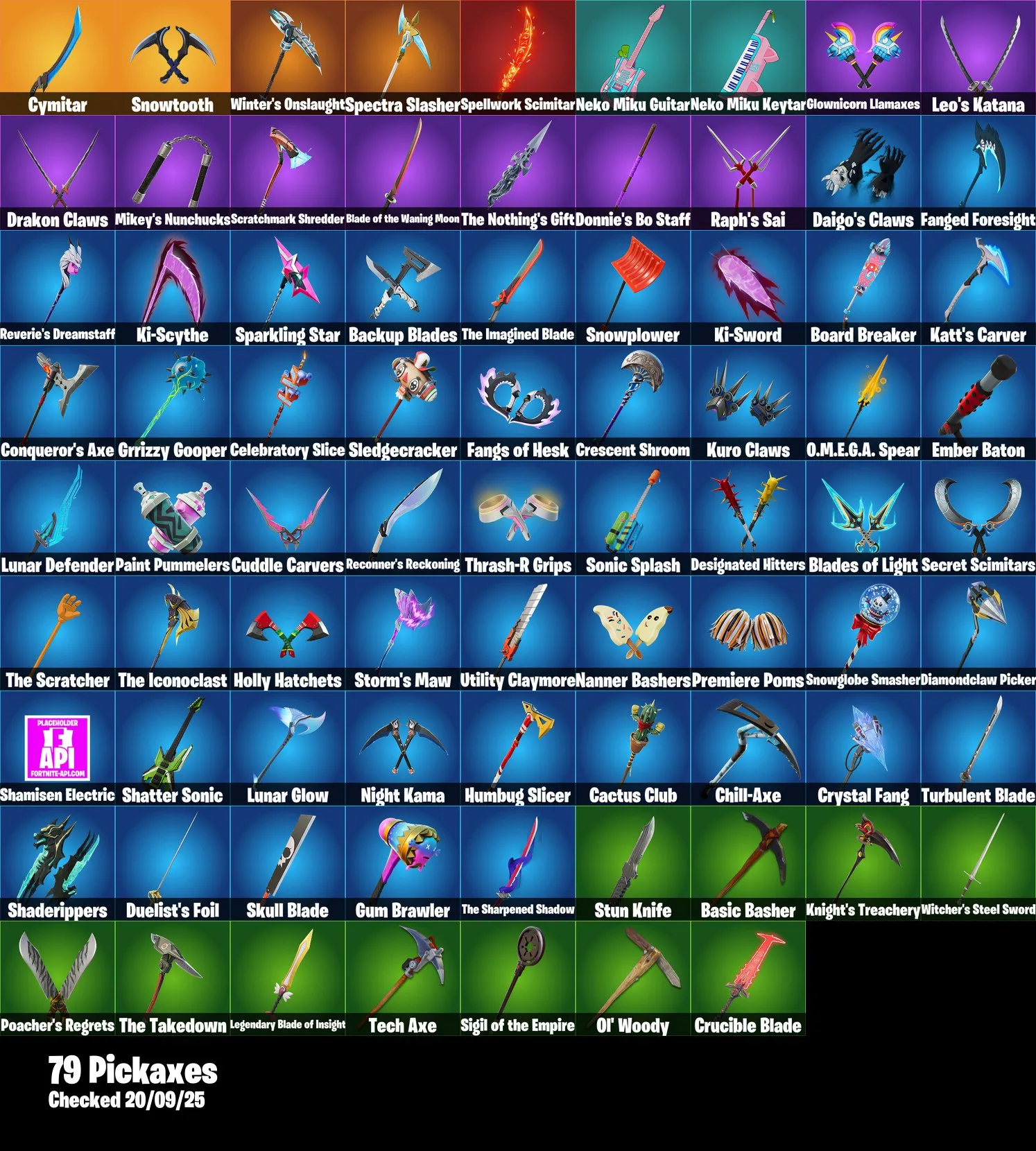 F1216 71 Skins Including Sultura, Cymitar, Snowtooth, Cassidy Quinn, Son Gohan, Peter Griffin, Paradigm, Omega, Spectra Knight, Nezumi (G)