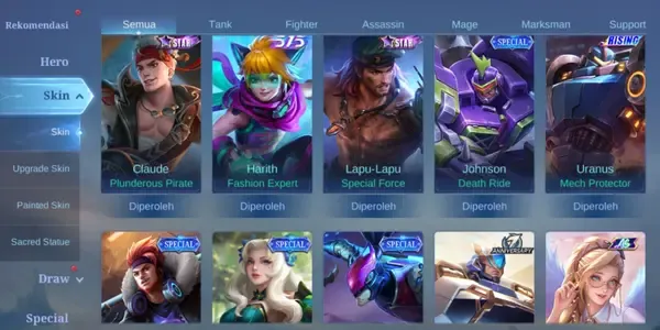 ML596 107 Heroes | 151 Skins | LuckyBox Roger | Lightborn Alucard | Epic Zilong Aldous Lunox Harley Kimmy Masha Johnson Carmilla | Christmas Odette