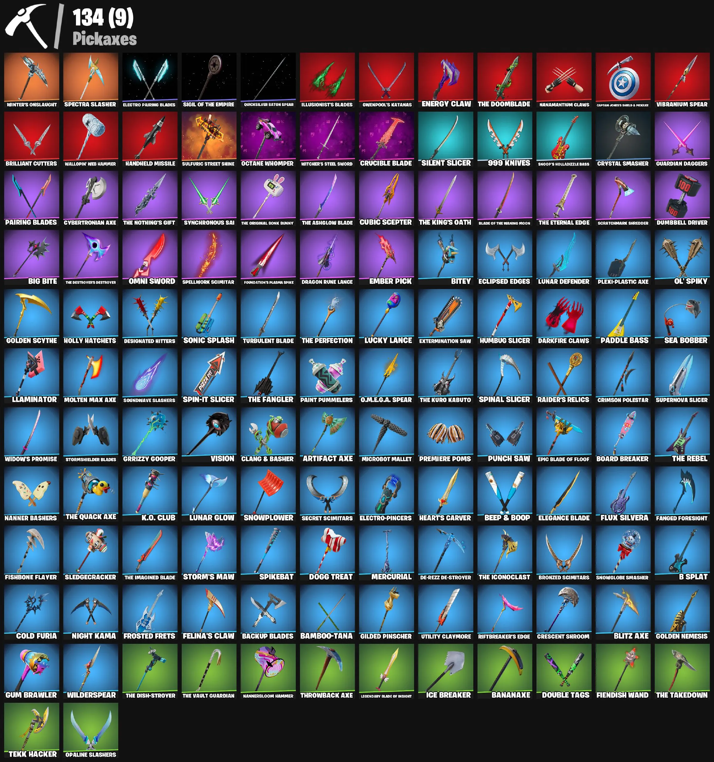 F1188 77 Skins| Ronin, The Ageless, Omegarok, The Foundation, Spectra Knight, Peelverine, Spider-man, Darth Vader, Doom Slayer, Gwenpool, War Machine, Doctor Strange, Mysterio & More 