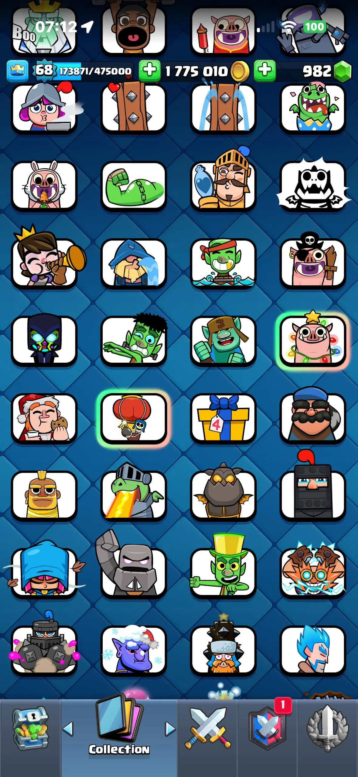 CR430 //75 Elite Cards, 38 Evolutions, 250 Emotes, Meta Skeleton Army, Legendary Card Book, Pass Royale, 2 Million Gold