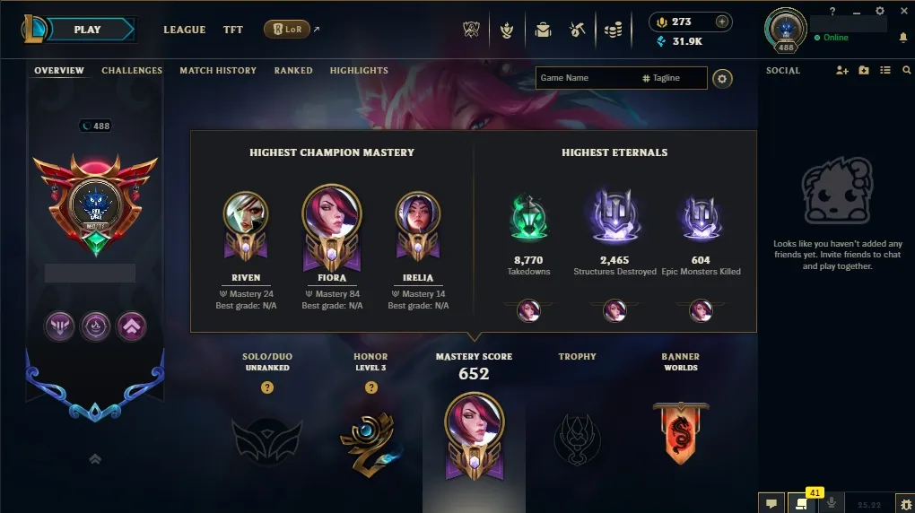 EUW💎 All Champs ✅  Level 488  🎨 233 Skins 💙 21K BE | 💎 273 RP | 🧙‍♂️ 49 Wards | 🌈 58 Chromas | 🔐 Full Access 🔥
