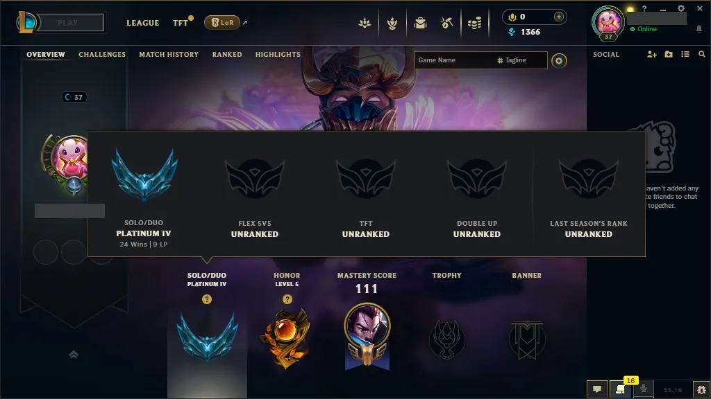 💎EUW ✅Plat 4 ⸱ 52% wr 👑Champions:81 🤩 Skins: 10 ⚡ LV: 37 ♾️ Lifetime Ownership 📧 Full Email Access 👑 High Quality Riot Account #0507