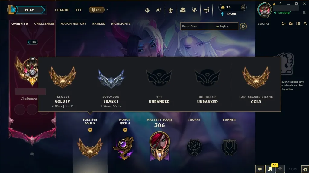 [EUW] 欄 96 Champions 易 46 Skins  Level 99  59293 BE  35 RP  ⚡ Quick Delivery | LoL Account for Sale