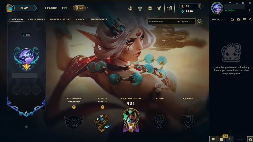 [NA]  All Champions  70 Skins  Level 188 ️ 8180 BE  30 RP   Quick Delivery | Ranked LoL Account