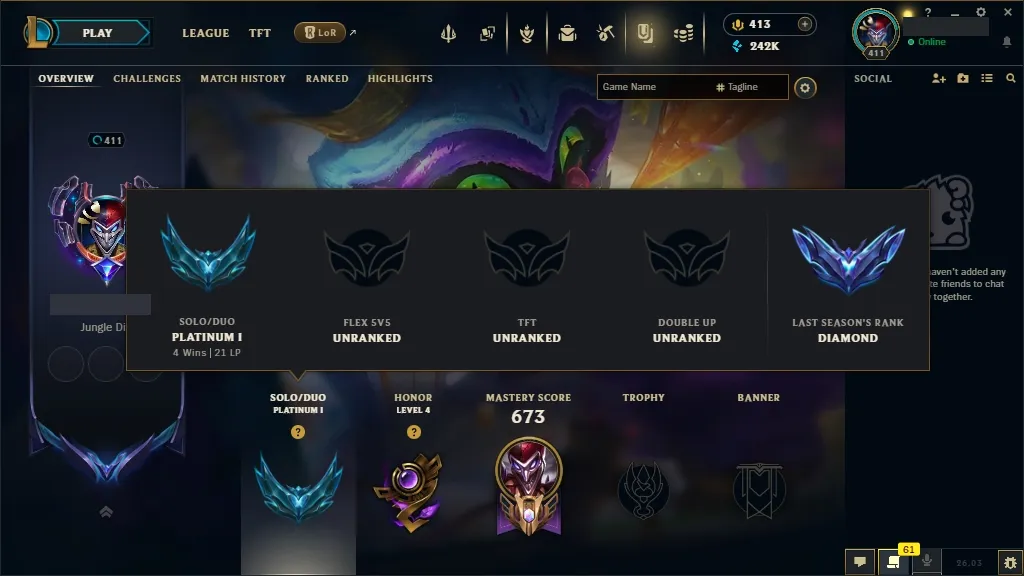 [EUW]  ALL Champions ️ 172 Skins  Level 411  242095 BE  413 RP   Fast Delivery | LoL Account for Sale