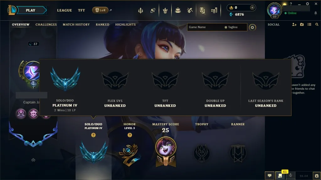 💎 Plat IV [NA] ✅ 42 Champions 🧠 7 Skins 💅 Level 37 🎖️ 6876 BE 💎 🚀 Fast Delivery | League Account with Skins