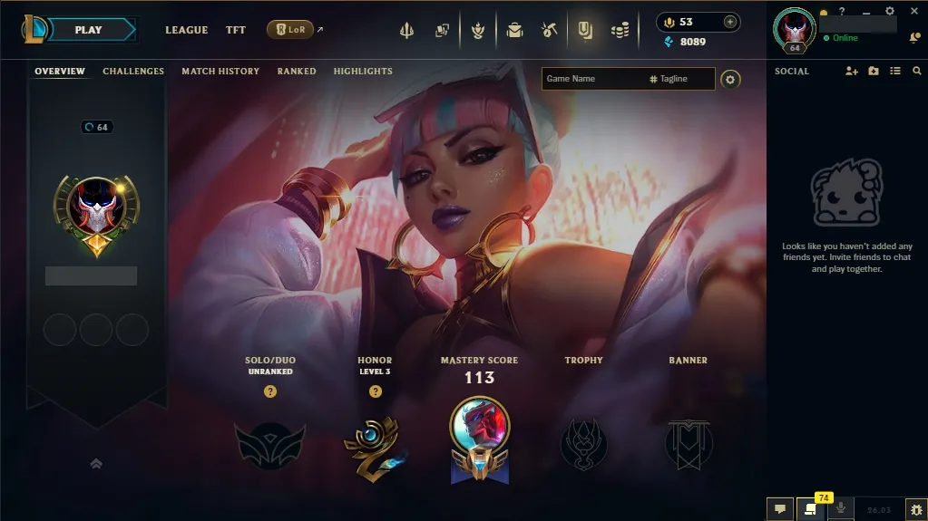[NA] 欄 56 Champions  22 Skins  Level 64  8089 BE  53 RP  ⚡ Fast Delivery | League of Legends Account
