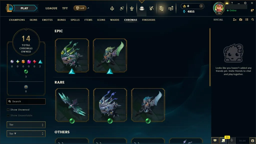 [EUW] Main Draven 🆗 61 Champions 🧠 26 Skins 🙌 Level 70 ⭐ 4855 BE 🔵 🚀 Fast Delivery | Ranked LoL Account