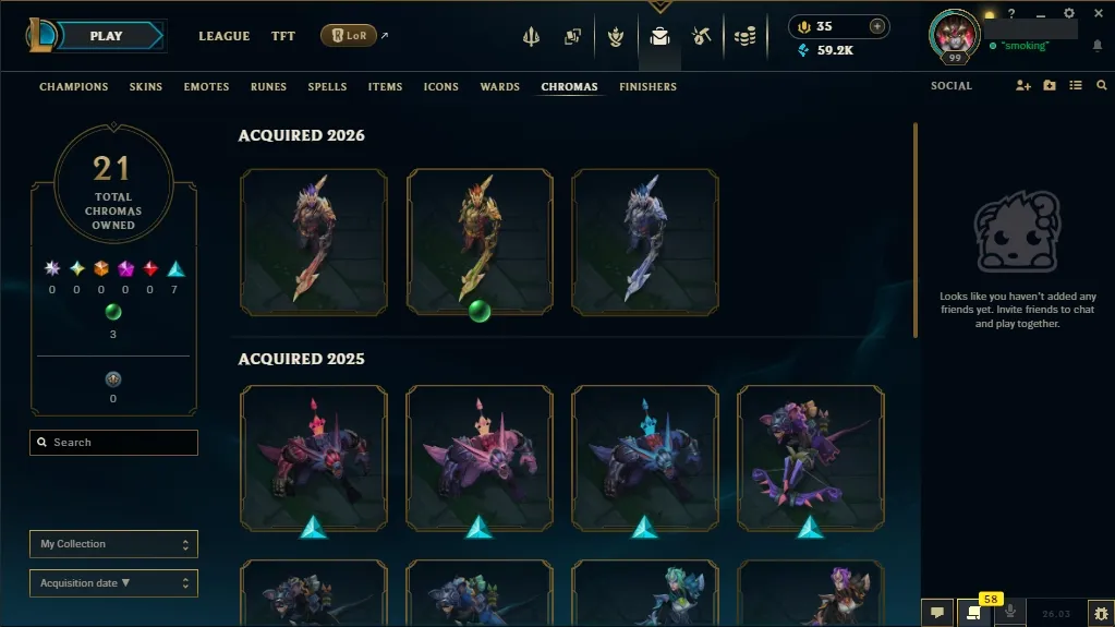 [EUW] 欄 96 Champions 易 46 Skins  Level 99  59293 BE  35 RP  ⚡ Quick Delivery | LoL Account for Sale