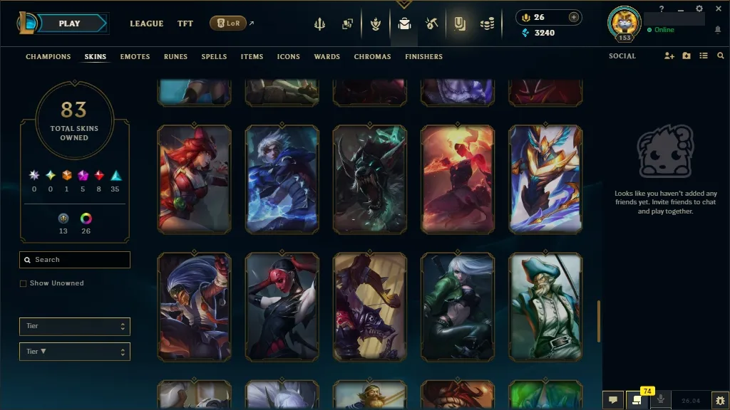 [🇪🇺 EUW] ⭐🌈 +380K MAIN AATROX 🎃🕹️ PRIMORDIAN / PRESTIGE BLOOD MOON AATROX 🍭👑 PRESTIGE ETERNAL ASPECT ZOE 🐸🏆 RISEN LEGEND LEBLANC/VAYNE 🐸🎐 148 Champions 🐸🪐 83 Skins 🌺⚡ Level 153 🧧📀 3240 BE 🌺🧧 26 RP 🌸🌈 Fast Delivery 🧿🎭 LoL Acc