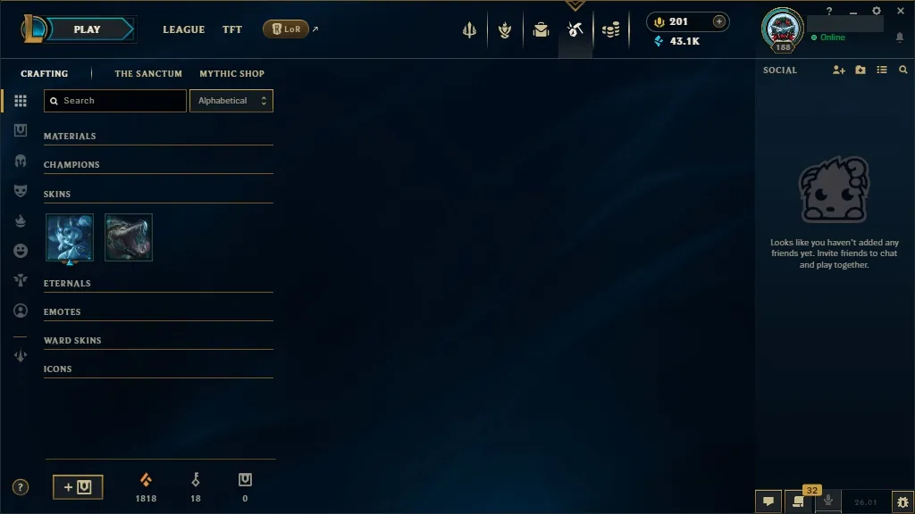 [EUW]  All Champions 鸞 156 Skins ⚡ Level 188  43135 BE  Free Fast Delivery