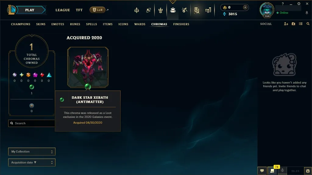 [EUW] ☑️ 97 Champions ⚔️ 35 Skins  Level 164 ⭐ 3015 BE   Free Delivery | LoL Account for Sale