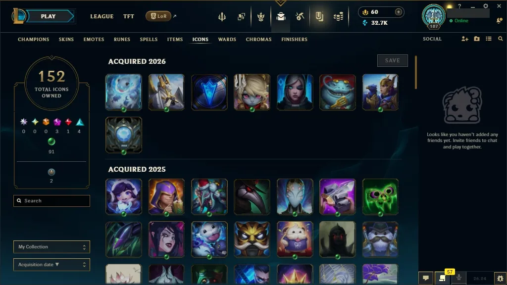 [EUW] ☑️ ALL Champions ⚔️ 61 Skins ✨ Level 187  32711 BE  60 RP   Fast Delivery | Ranked LoL Account