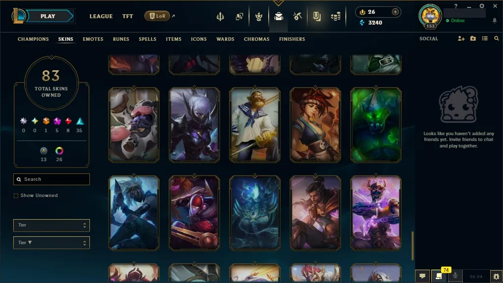 [🇪🇺 EUW] ⭐🌈 +380K MAIN AATROX 🎃🕹️ PRIMORDIAN / PRESTIGE BLOOD MOON AATROX 🍭👑 PRESTIGE ETERNAL ASPECT ZOE 🐸🏆 RISEN LEGEND LEBLANC/VAYNE 🐸🎐 148 Champions 🐸🪐 83 Skins 🌺⚡ Level 153 🧧📀 3240 BE 🌺🧧 26 RP 🌸🌈 Fast Delivery 🧿🎭 LoL Acc