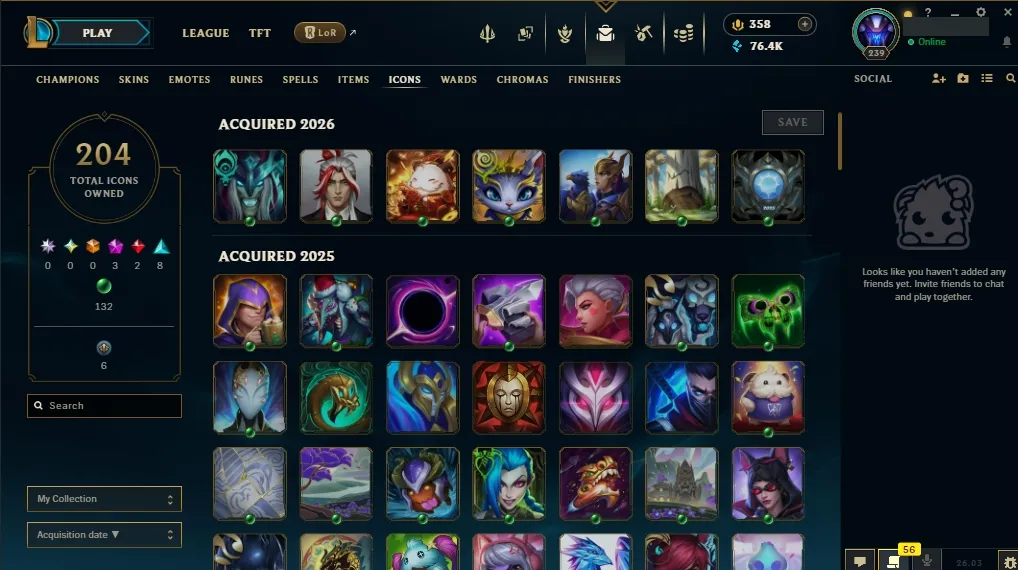 [EUW]  ALL Champions  117 Skins  Level 239  76417 BE  358 RP   Delivery in Minutes | Ranked LoL Account