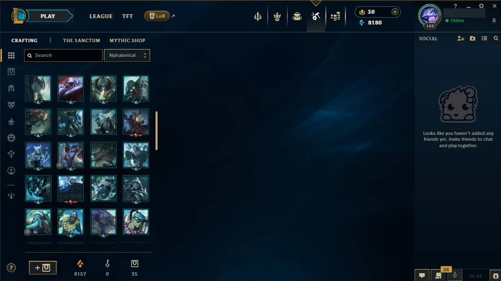 [NA]  All Champions  70 Skins  Level 188 ️ 8180 BE  30 RP   Quick Delivery | Ranked LoL Account