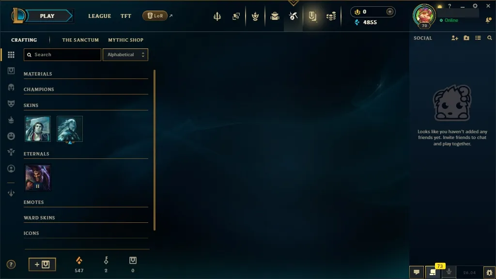 [EUW] Main Draven 🆗 61 Champions 🧠 26 Skins 🙌 Level 70 ⭐ 4855 BE 🔵 🚀 Fast Delivery | Ranked LoL Account