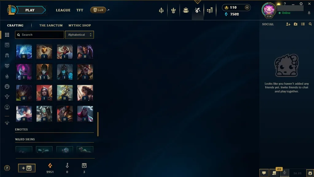 [EUW]  66 Champions  24 Skins  Level 114  7502 BE  110 RP   Delivery in Minutes | League Account with Skins