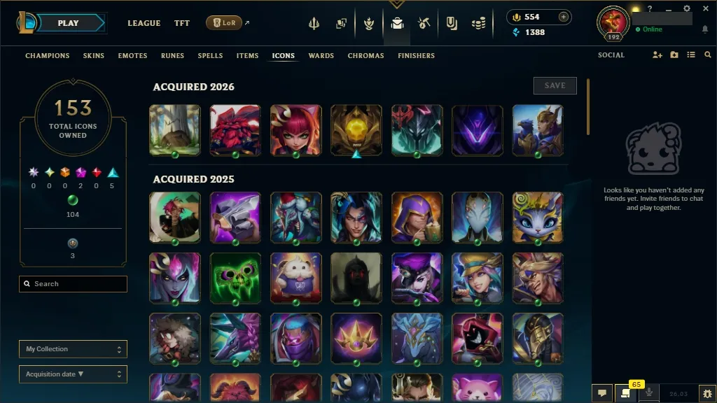 [EUW] 欄 168 Champions ️ 65 Skins  Level 192  1388 BE  554 RP   Fast Delivery | League of Legends Account