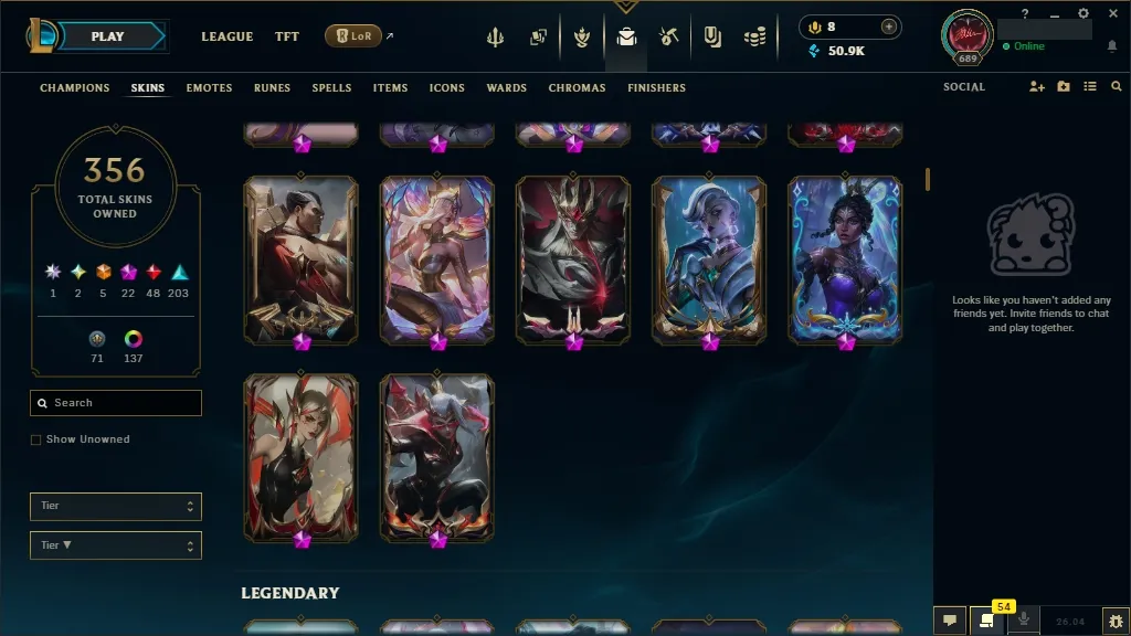 🚨 [EUW] ⚜ ULTRA RARE LoL Account 🔥 ALL Arcane 💎 + T1 Worlds 2023/24 🏆 + ✨ Spirit Blossom🏆 356 Premium Skins 😎 ALL Champs 🔼 Lvl 689 🔵 +50K BE 🏁 Instant Delivery