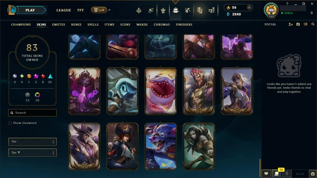 [🇪🇺 EUW] ⭐🌈 +380K MAIN AATROX 🎃🕹️ PRIMORDIAN / PRESTIGE BLOOD MOON AATROX 🍭👑 PRESTIGE ETERNAL ASPECT ZOE 🐸🏆 RISEN LEGEND LEBLANC/VAYNE 🐸🎐 148 Champions 🐸🪐 83 Skins 🌺⚡ Level 153 🧧📀 3240 BE 🌺🧧 26 RP 🌸🌈 Fast Delivery 🧿🎭 LoL Acc