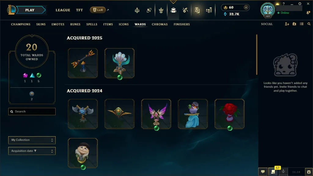 [EUW] ☑️ ALL Champions ⚔️ 61 Skins ✨ Level 187  32711 BE  60 RP   Fast Delivery | Ranked LoL Account