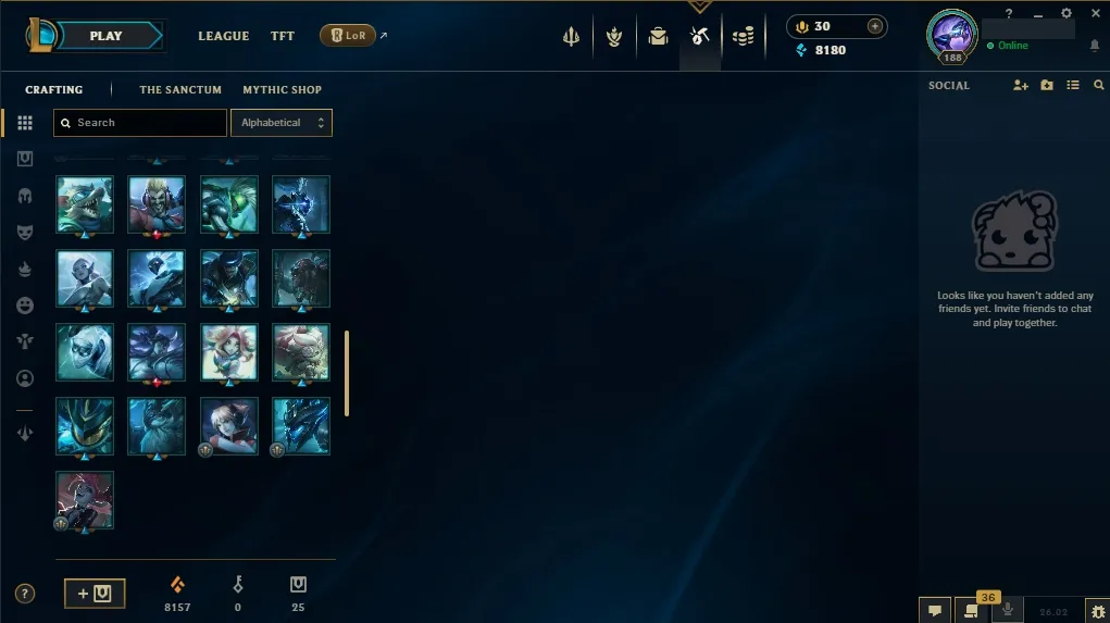 [NA]  All Champions  70 Skins  Level 188 ️ 8180 BE  30 RP   Quick Delivery | Ranked LoL Account